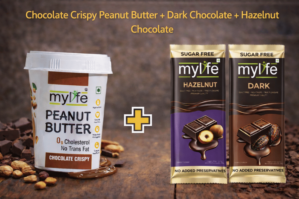 Mylife Signature Trio ( Chocolate crispy peanut Butter+ Hazelnut+Dark Chocolate Combo)