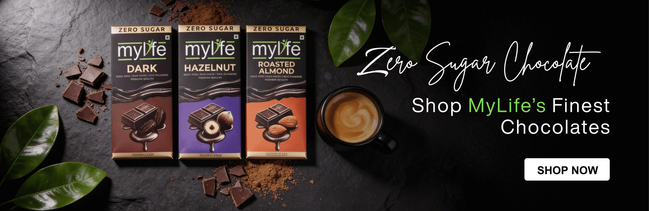 Zero Sugar Chocolate long black banner combo